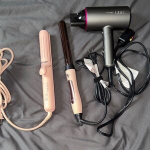 l’ange flat iron, curling wand, and Chic blow dryer